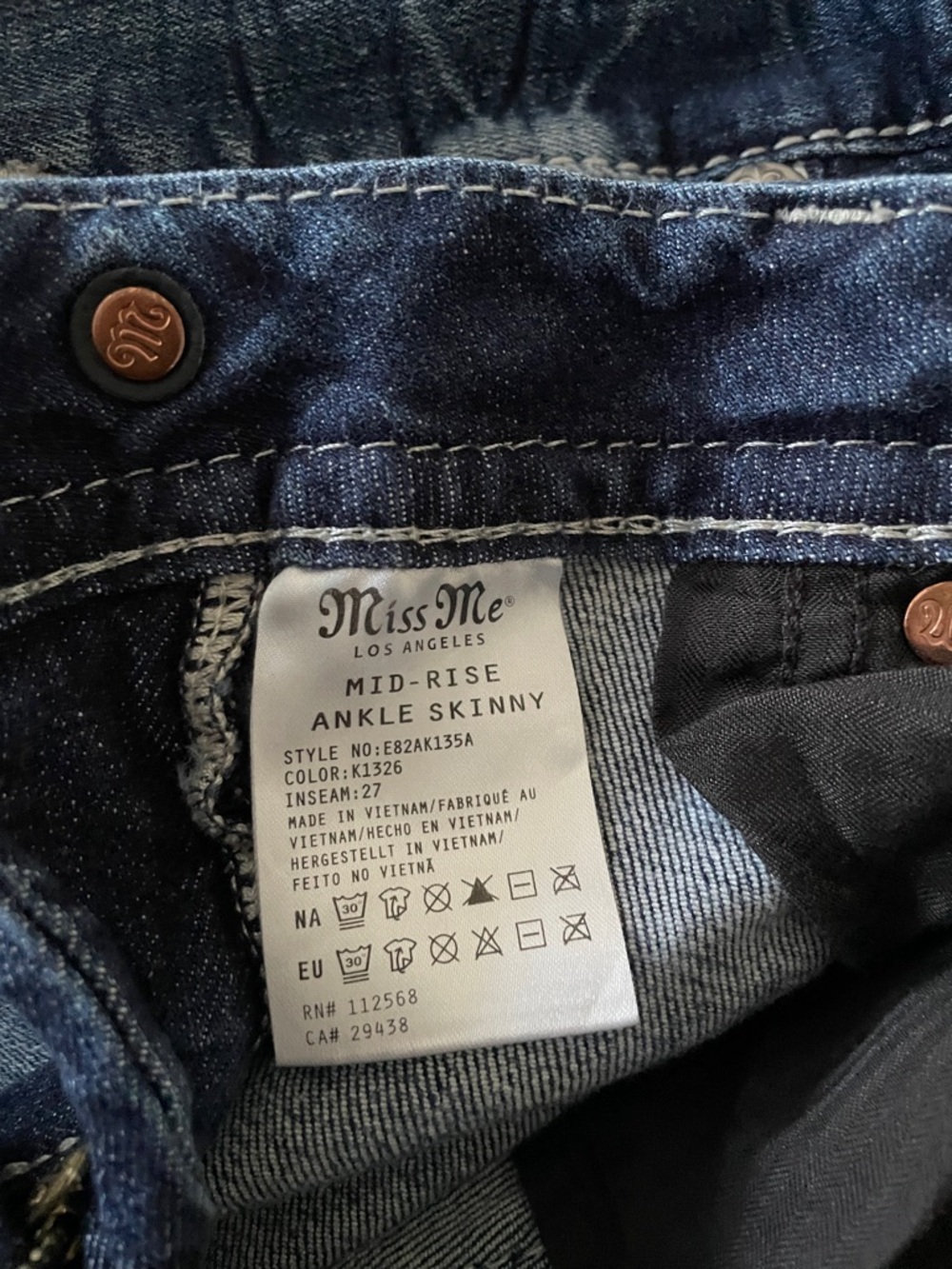 Miss Me Dark Indigo Embroidered Pocket Skinny Jeans - Picture 4 of 5